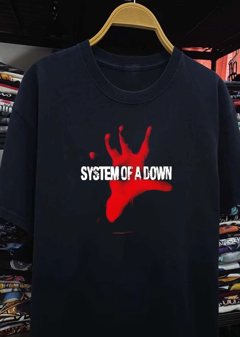 System Of A Down Red Hand Logo Rock Band shirt