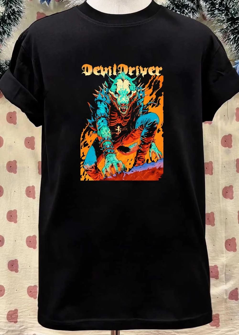 DevilDriver Skeletal Spiked Wolf Flames T-Shirt