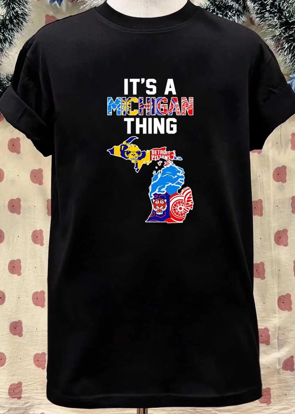 It’s A Michigan Thing Sports Teams Map Logos T-Shirt