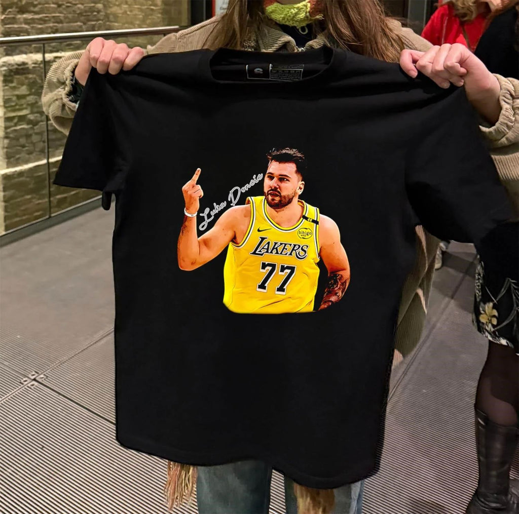 Luka Doncic Lakers 77 Middle Finger Gesture shirt