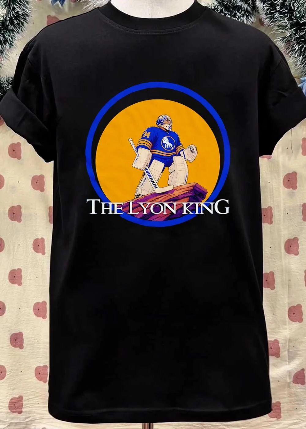 The Lyon King Buffalo Sabres Hockey Goalie 34 Lion Logo T-Shirt