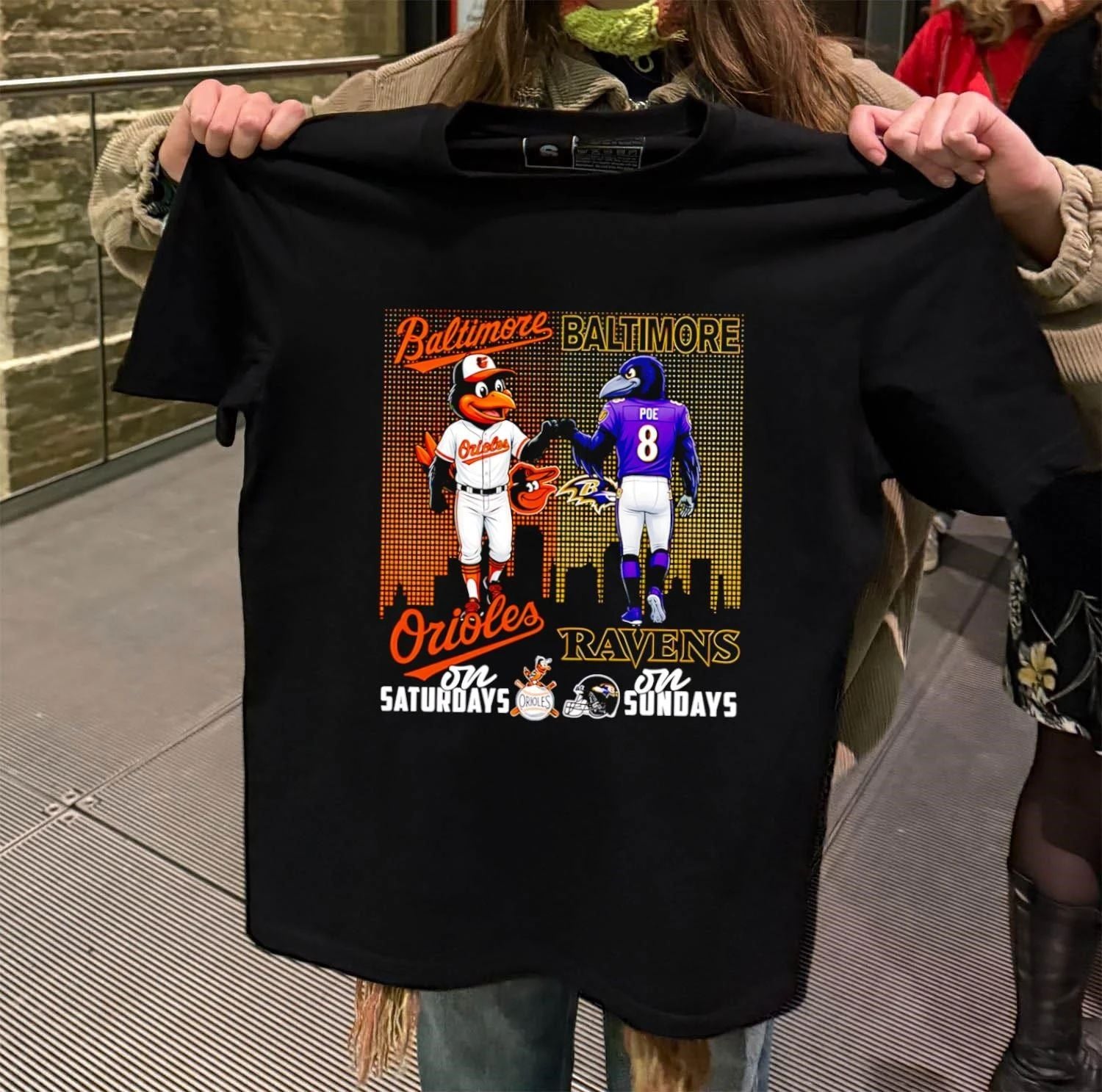 Baltimore Orioles on Saturdays Ravens on Sundays Mascots shirt