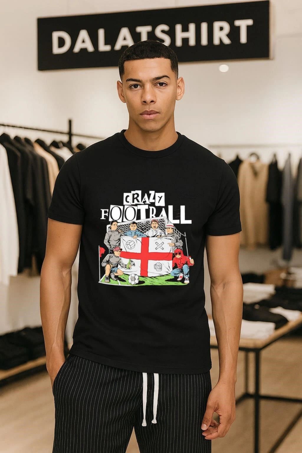 Crazy Football England Flag Fans Soccer Goal Field shirt