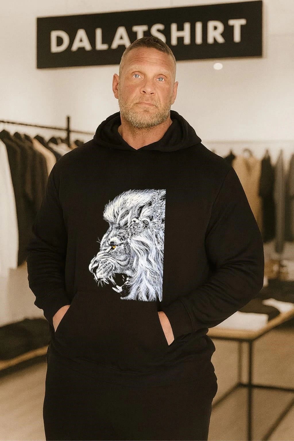 White Lion Head Roaring Black Background shirt