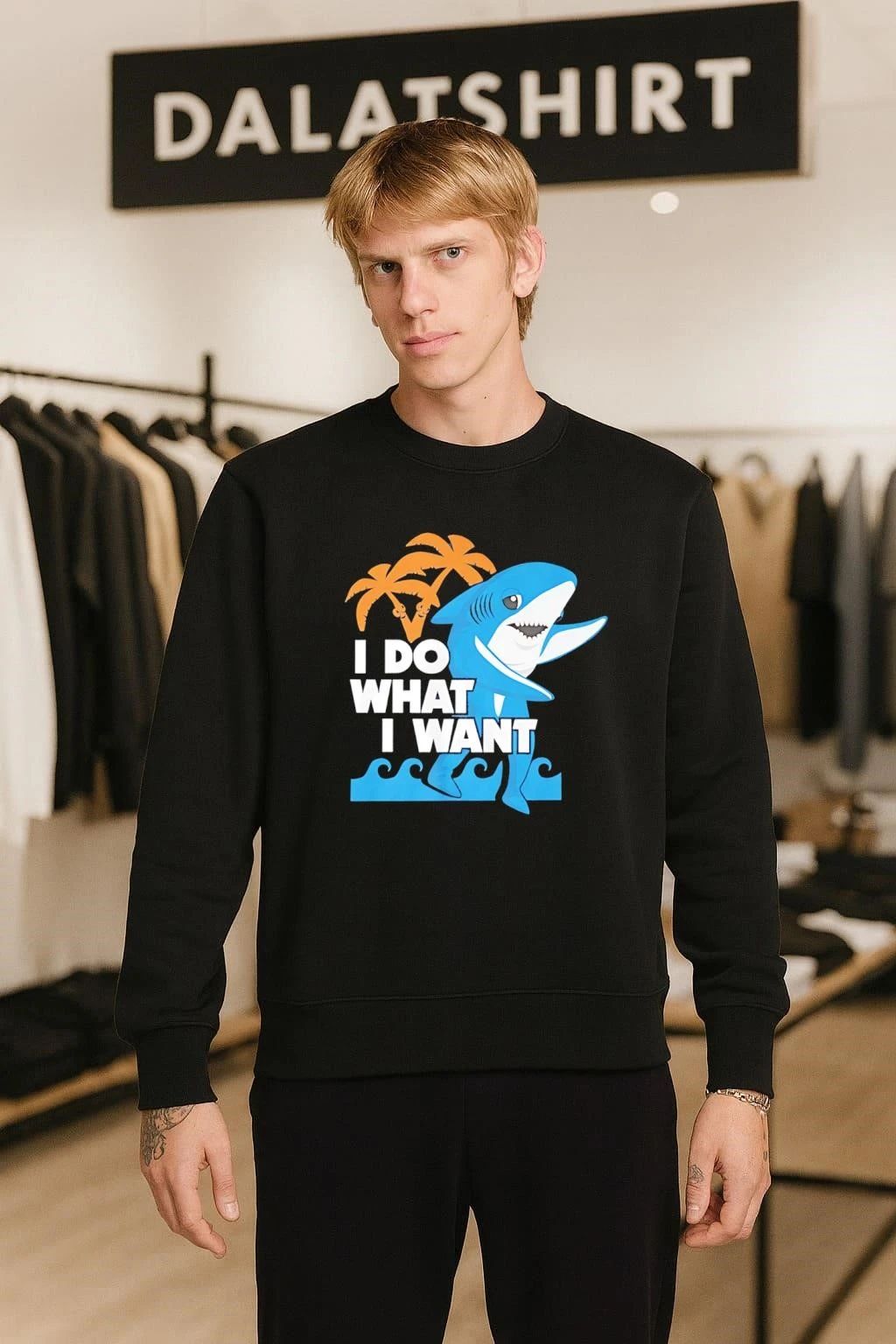 I Do What I Want Shark Palm Tree Sea shirt