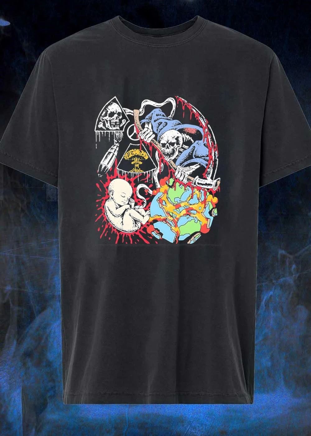 Grim Reaper Broken Earth Nuclear Anarchy Fetus T-Shirt
