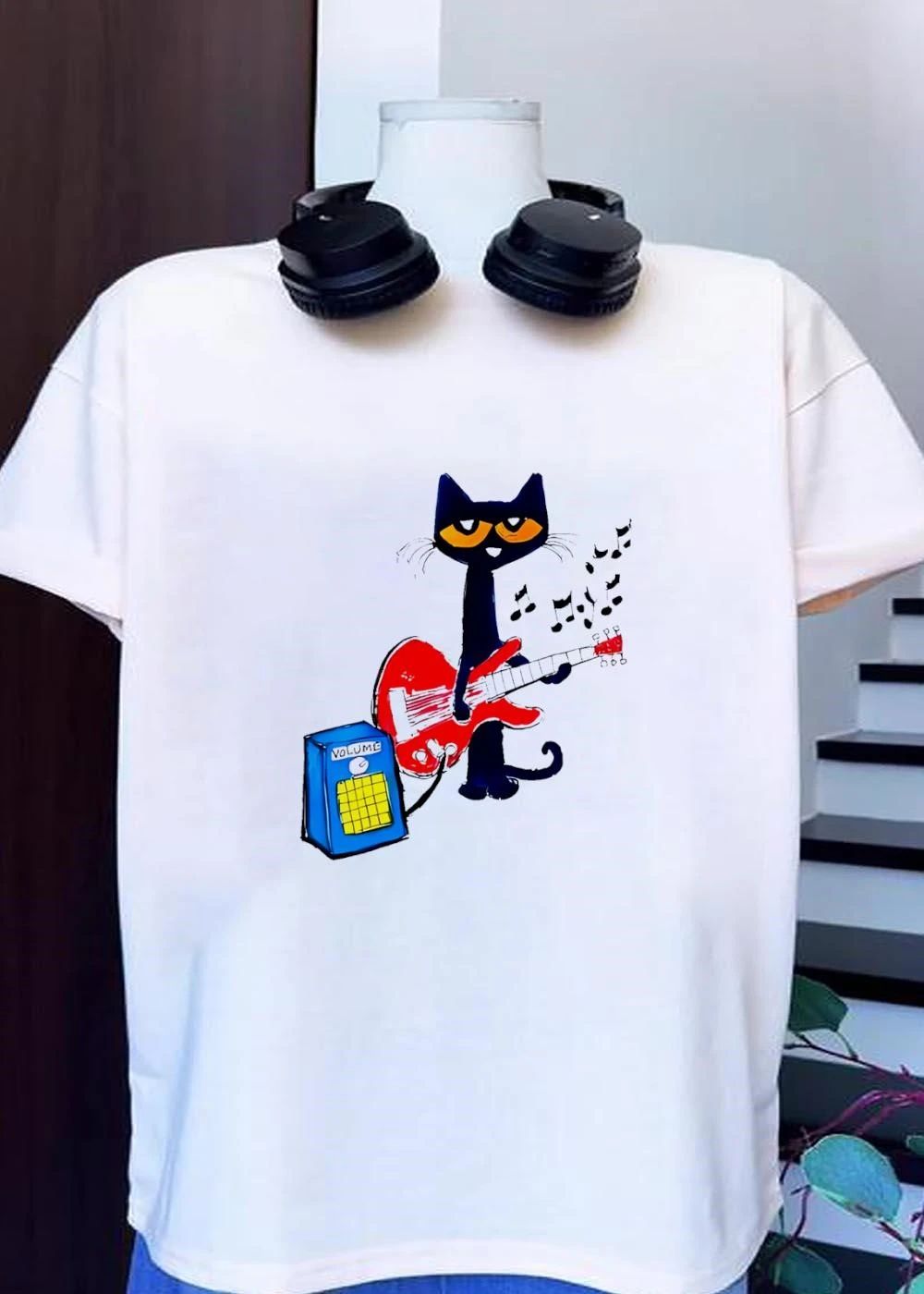 Pete The Cat Playing Red Guitar Volume Music shirt