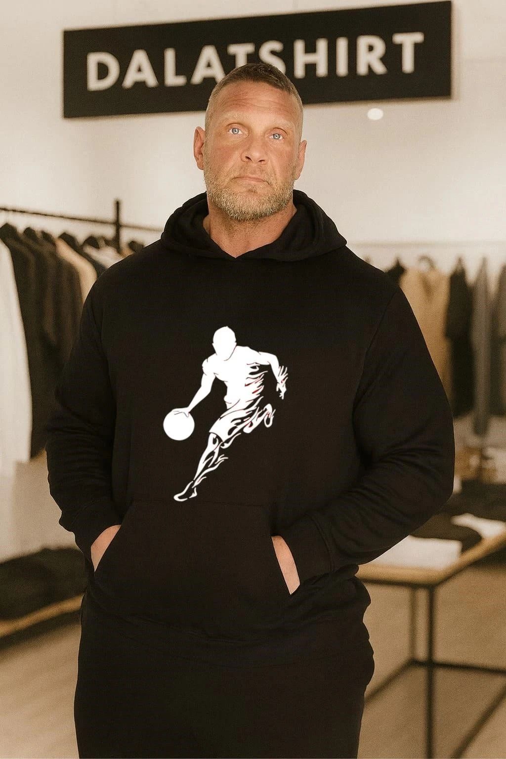Basketball Player Silhouette White Flame shirt