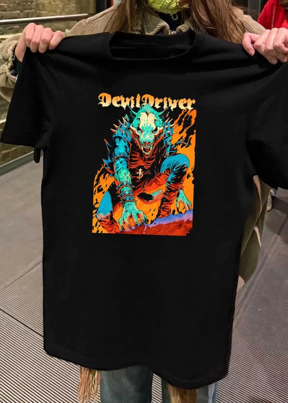 DevilDriver Skeletal Spiked Wolf Flames T-Shirt