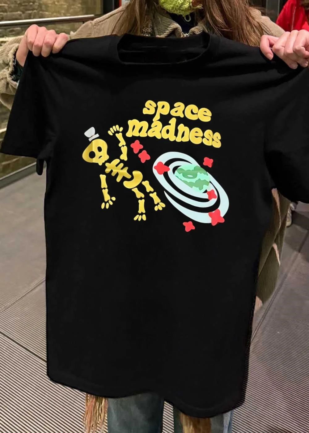 Space Madness Golden Skeleton Top Hat Planet T-Shirt
