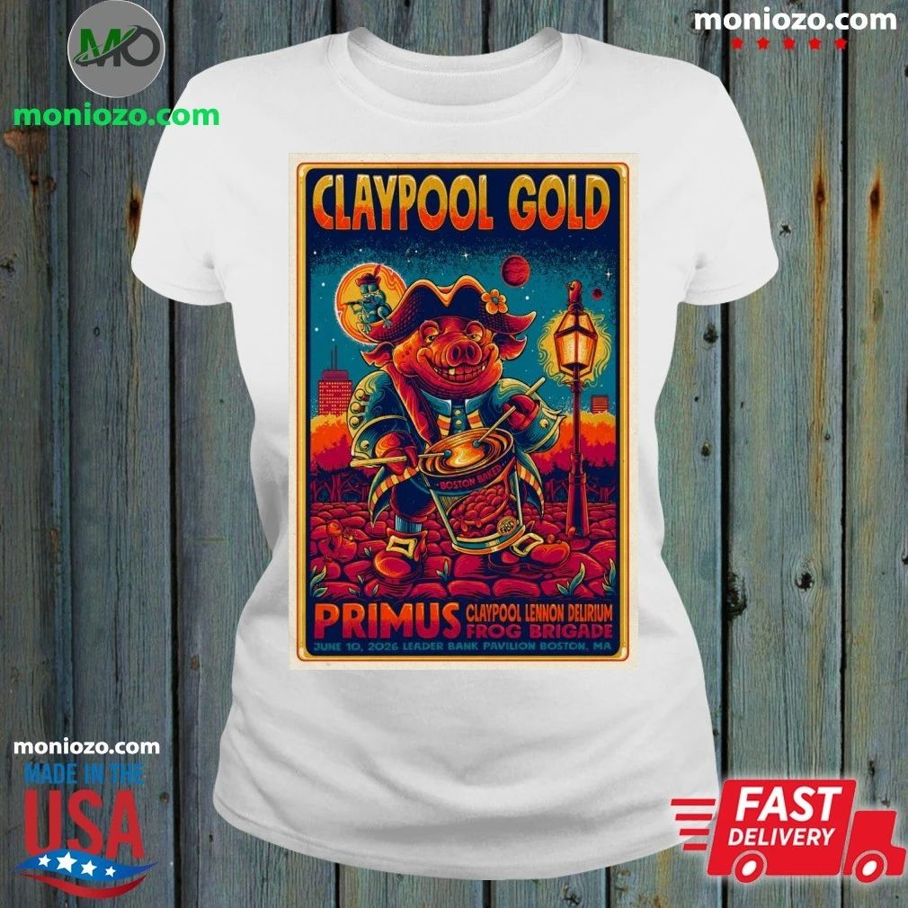Original Primus Claypool Gold Tour Boston MA 6 10 2026 Poster Shirt