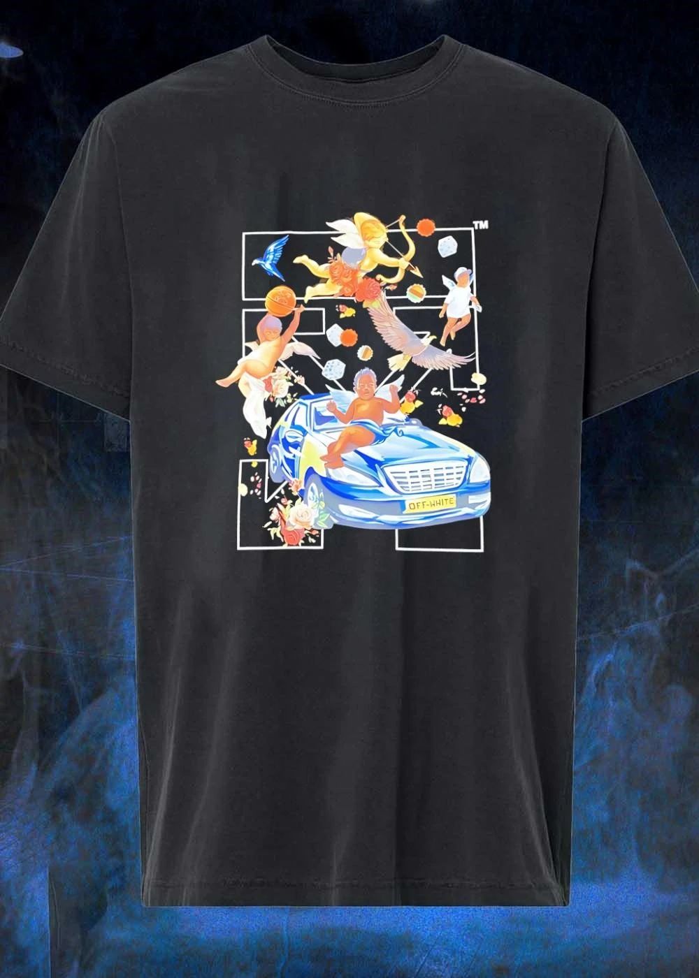 Off-White Cherubs Car Eagle Basketball T-Shirt