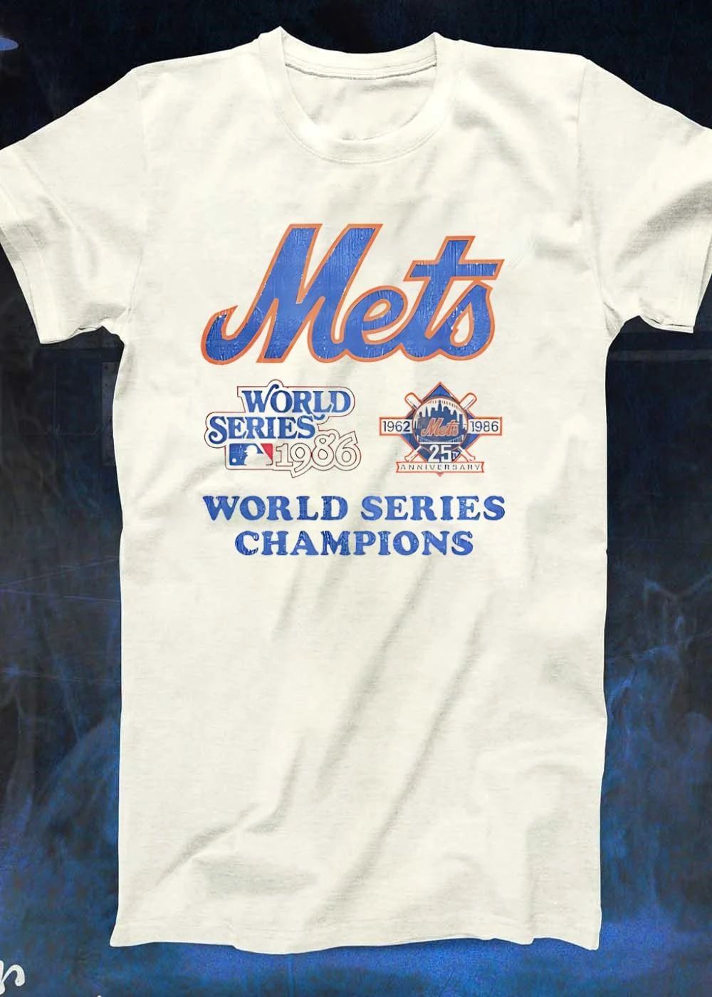 Distressed Mets Logo 1986 World Series Champions 25th Anniversary T-Shirt