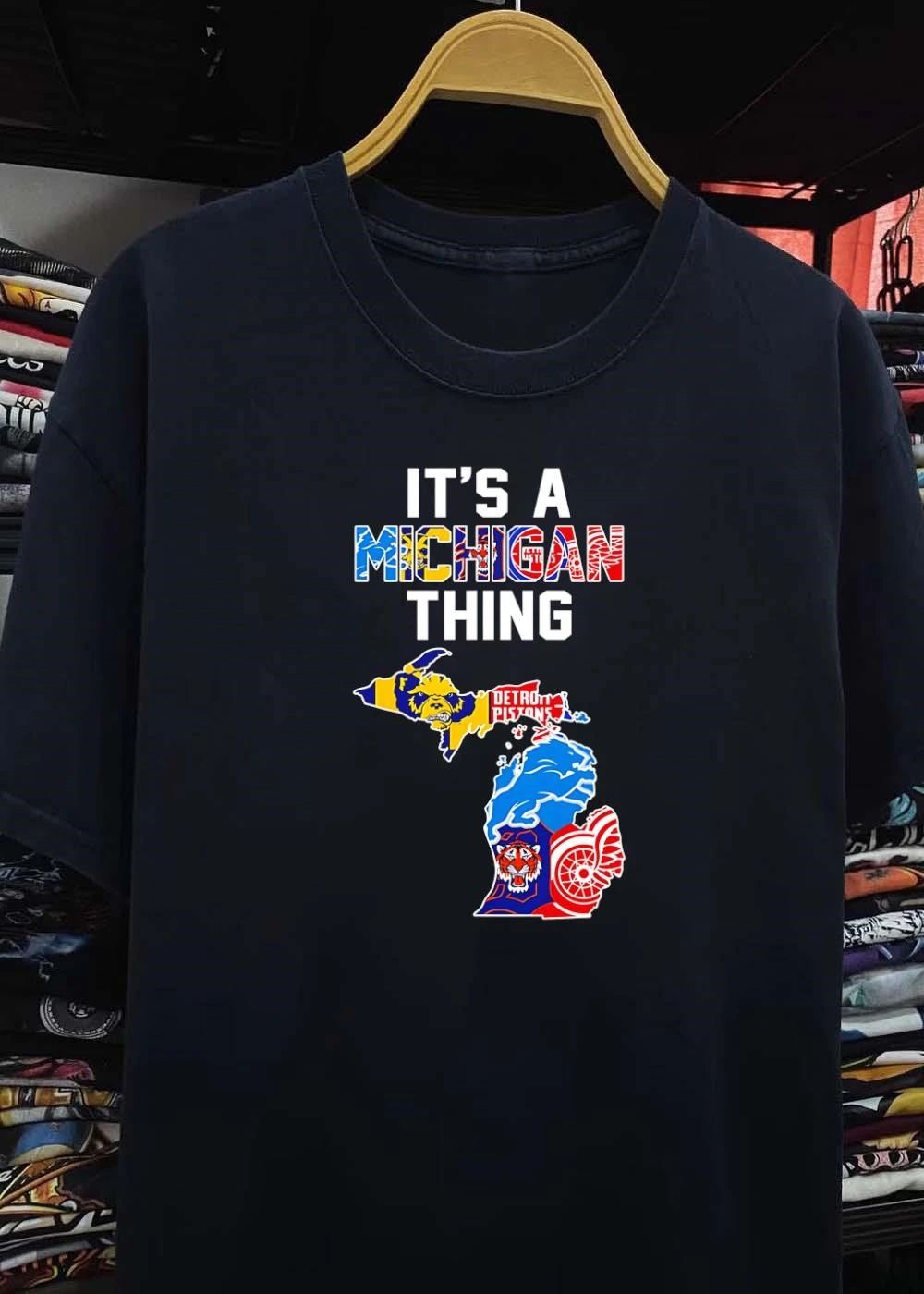 It’s A Michigan Thing Sports Teams Map Logos T-Shirt