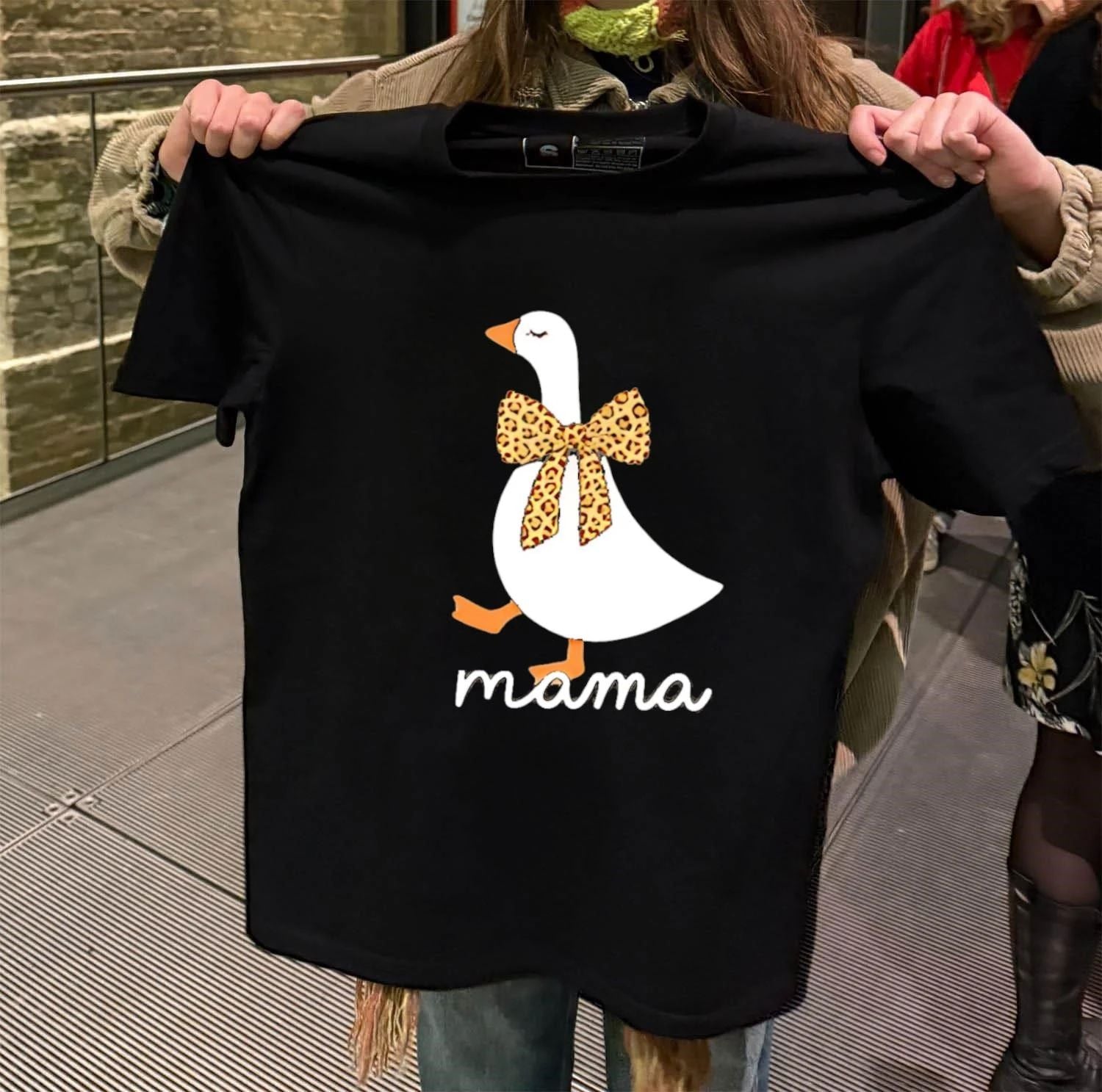 Leopard Print Bow Goose Mama T-Shirt