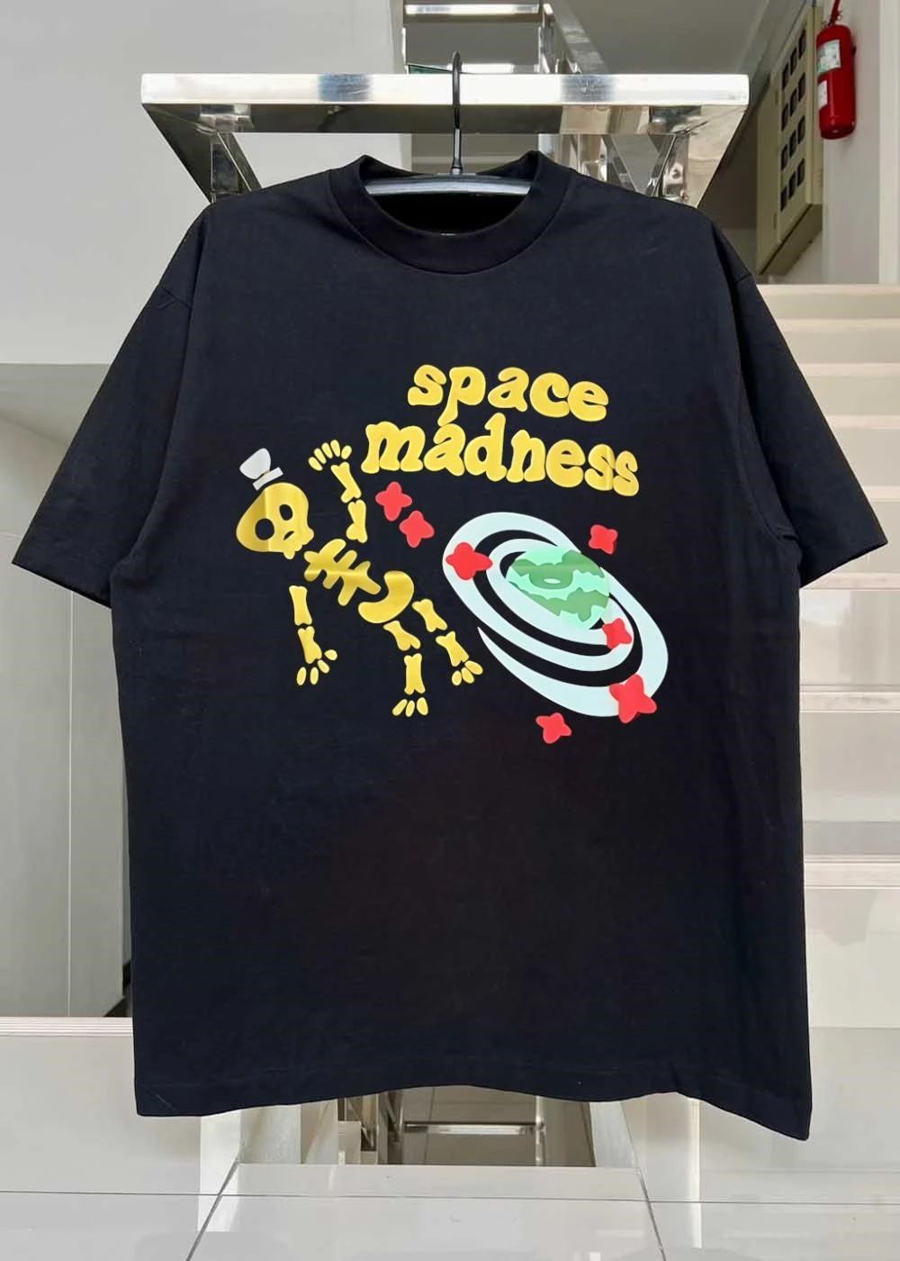 Space Madness Golden Skeleton Top Hat Planet T-Shirt