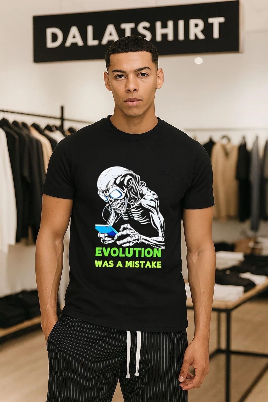 Evolution Was A Mistake Skeleton Zombie shirt