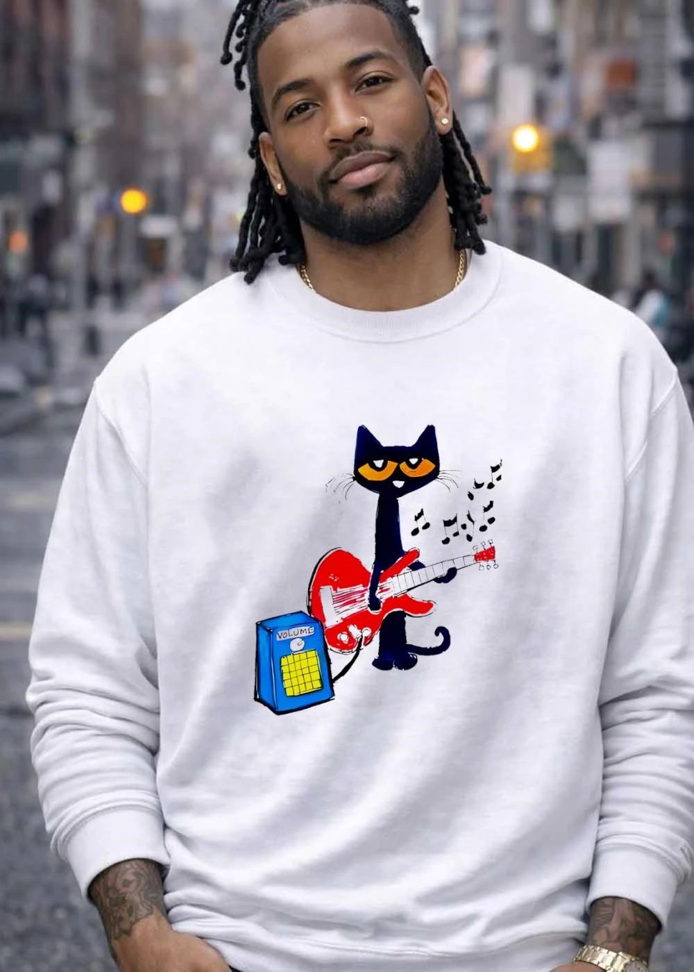 Pete The Cat Playing Red Guitar Volume Music shirt