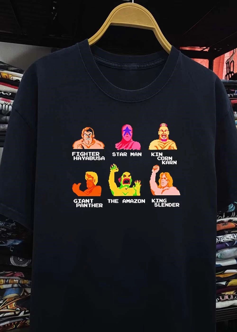 Pro Wrestling NES Game Character Roster 8-Bit Pixel Art T-Shirt