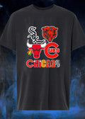 Chicago Sports Team Logos With City Wordmark T-Shirt