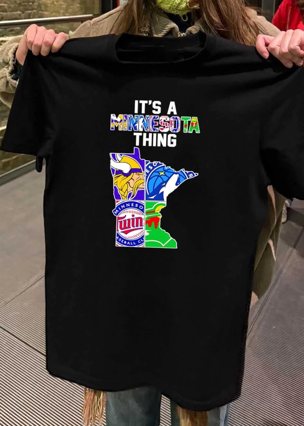 It’s A Minnesota Thing Minnesota Vikings Timberwolves Twins Wild State Map T-Shirt