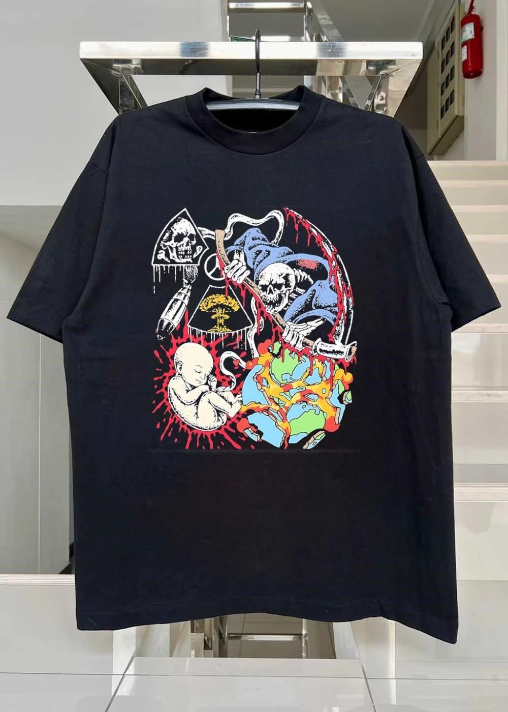 Grim Reaper Broken Earth Nuclear Anarchy Fetus T-Shirt