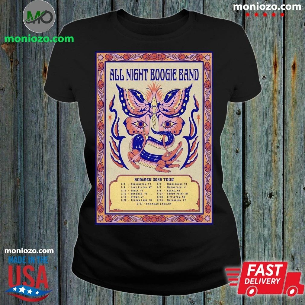 Original All Night Boogie Band Tour Summer 2026 Poster Shirt