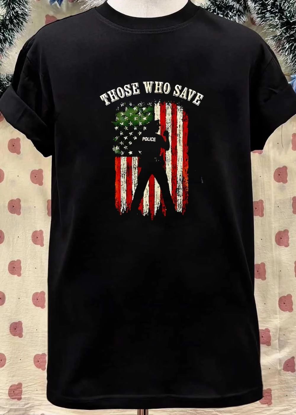 Those Who Save Police Silhouette American Flag shirt
