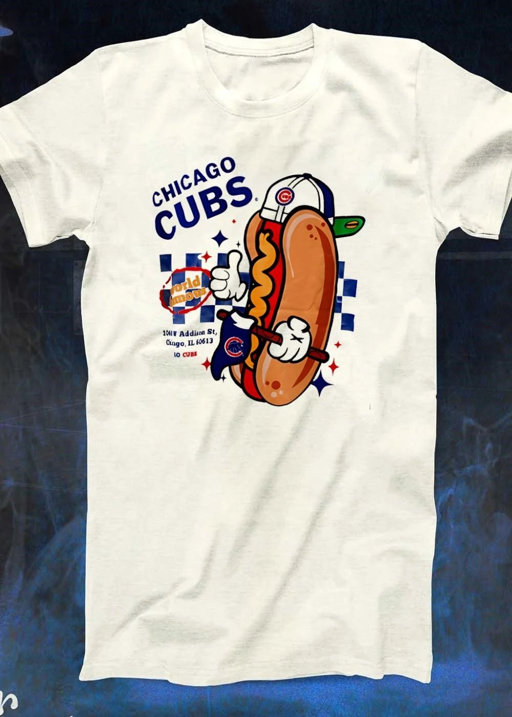 Chicago Cubs World Famous 1060 Addison St Hot Dog shirt