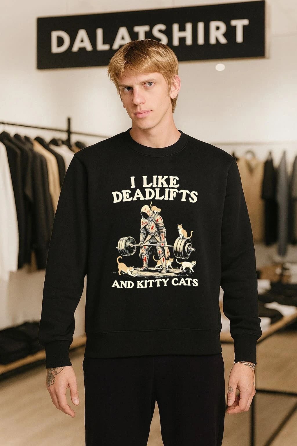 I Like Deadlifts And Kitty Cats Knight In Armor Lifting Barbell shirt