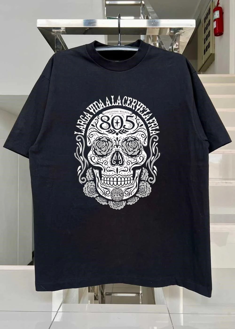 Larga Vida A La Cerveza Fria Firestone Walker Brewing Company 805 Skull shirt