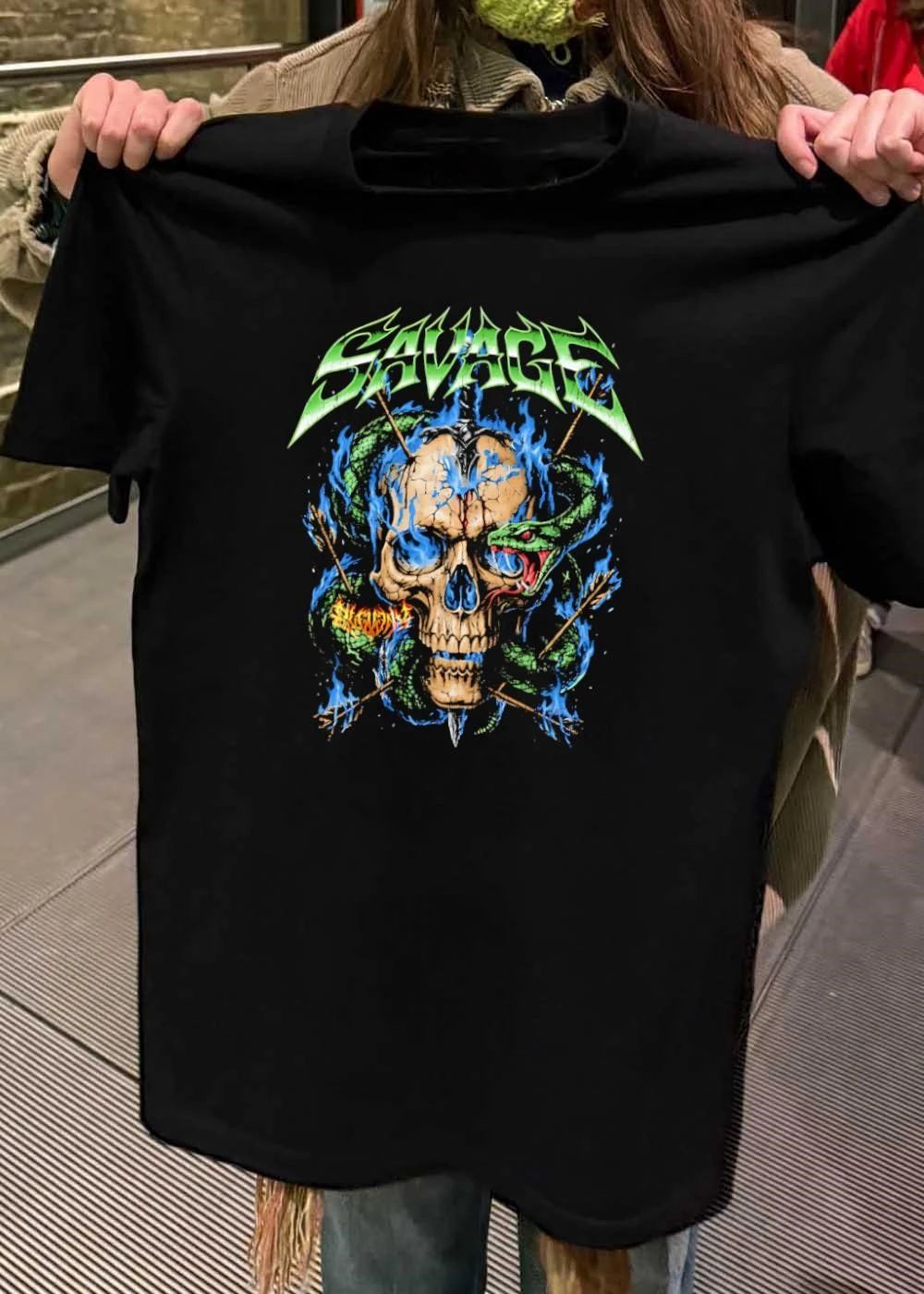 Savage Skull Snake Blue Flames Arrows T-Shirt