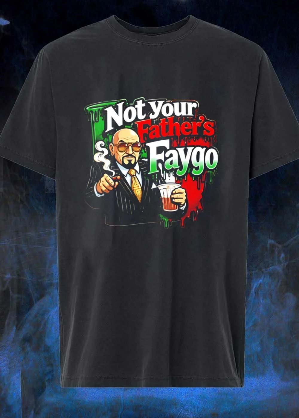 Not Your Father’s Faygo Mobster Pinstripe Suit Cigar Dripping Paint T-Shirt