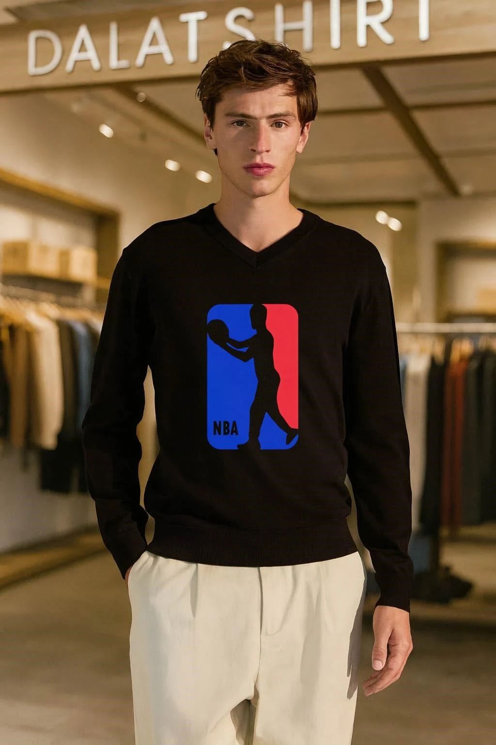 NBA Basketball Player Silhouette Blue Red shirt
