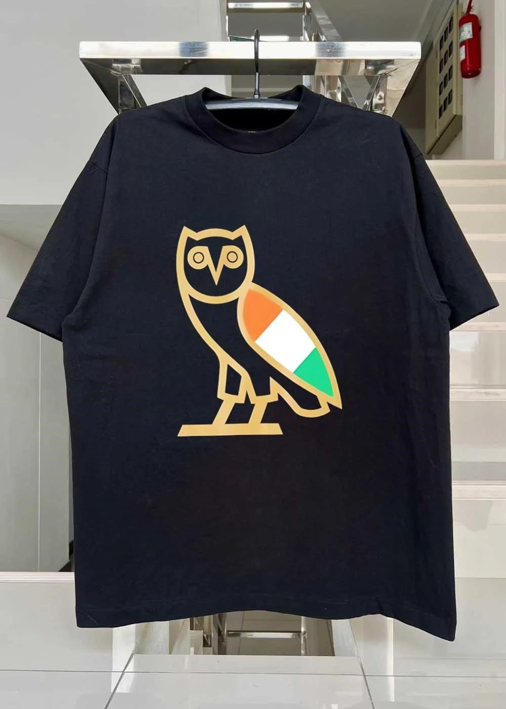 OVO Owl Gold Outline Irish Flag shirt