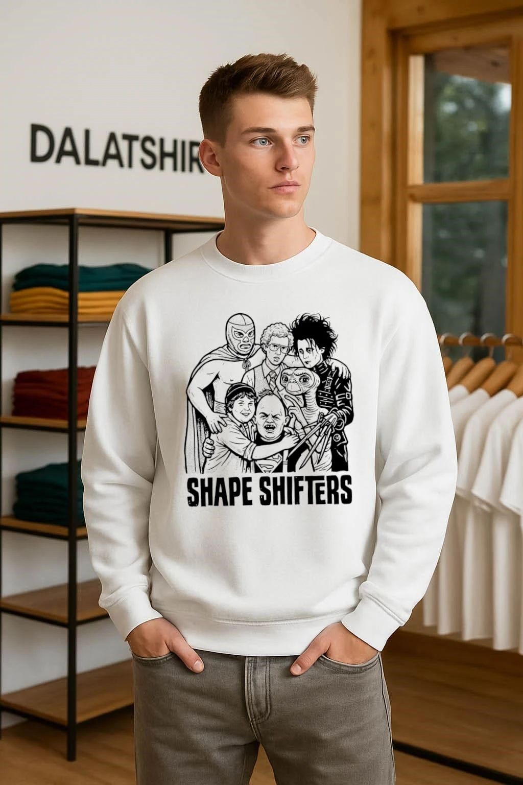 Shape Shifters Napoleon Dynamite Edward Scissorhands E.T. Sloth Nacho Libre shirt