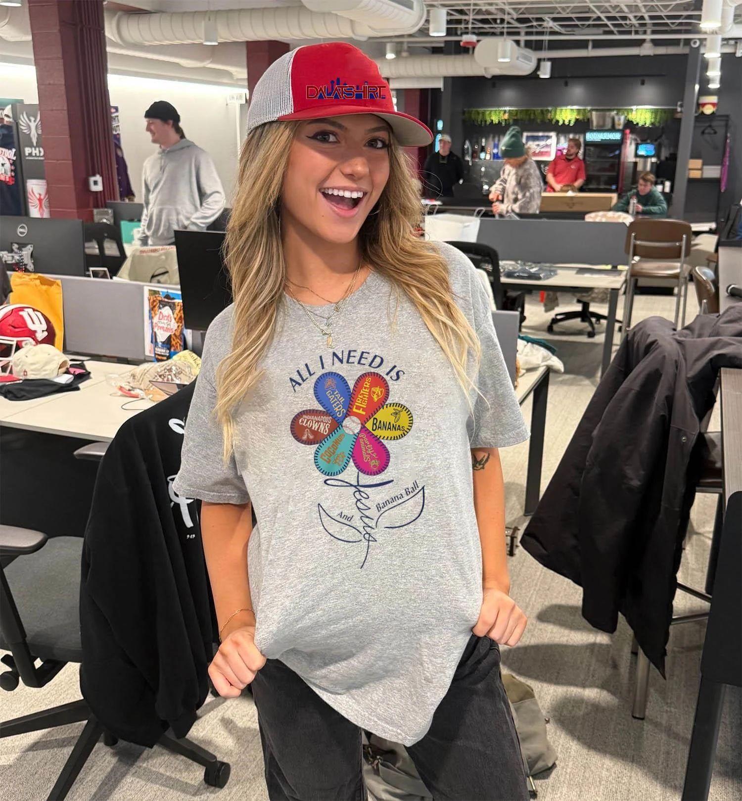 All I Need Is Jesus Banana Ball Flower Baseball Teams shirt