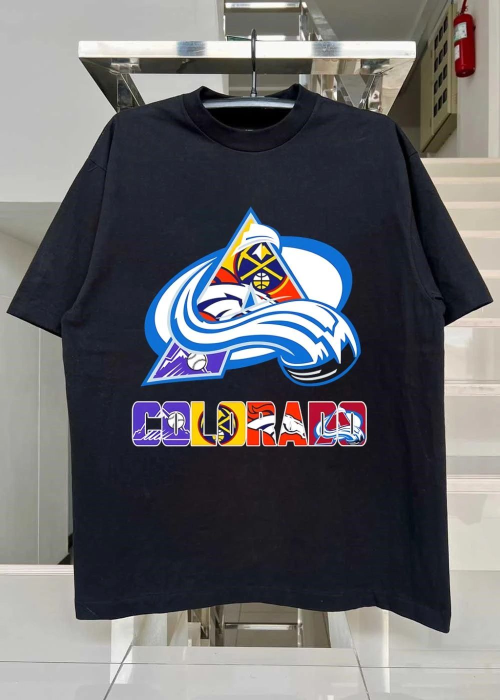 Colorado Avalanche Nuggets Broncos Rockies Logo And Wordmark T-Shirt