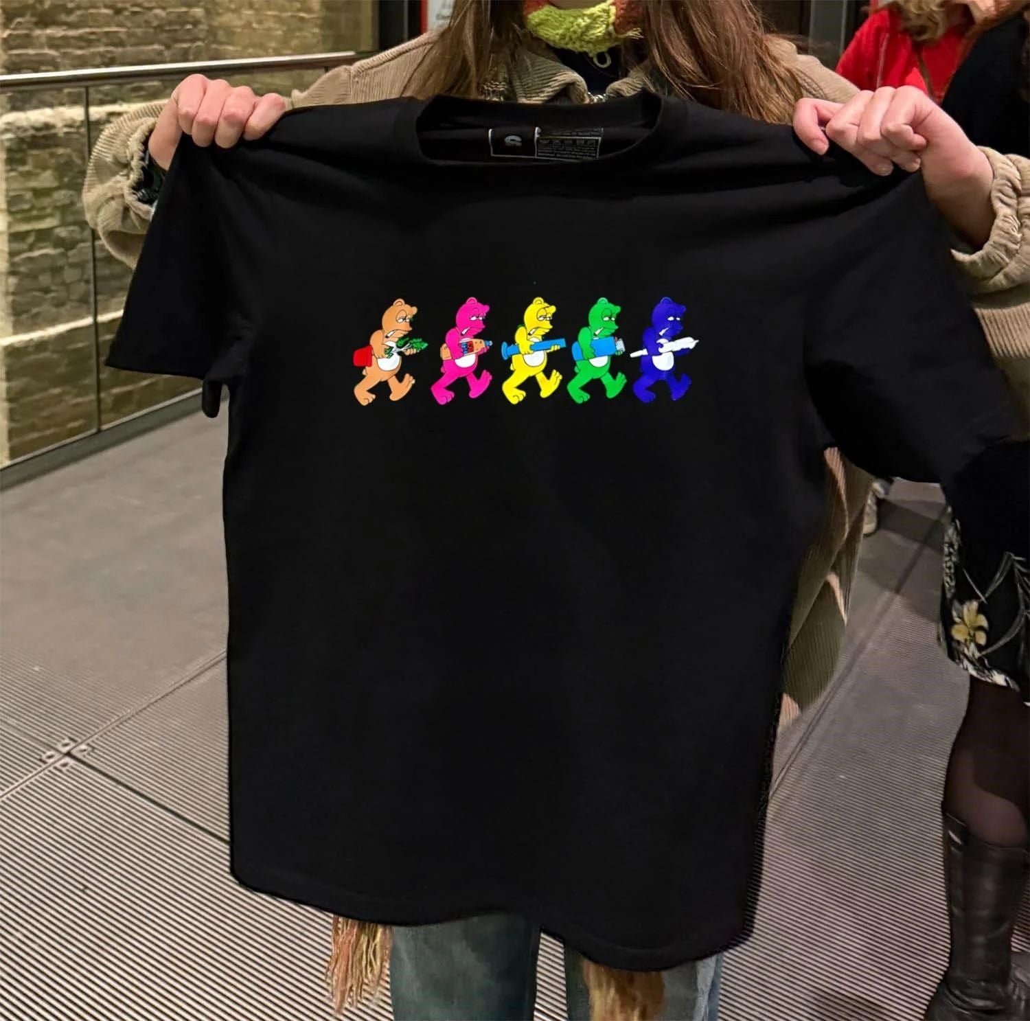 Colorful Cartoon Bears Carrying Smoking Accessories shirt