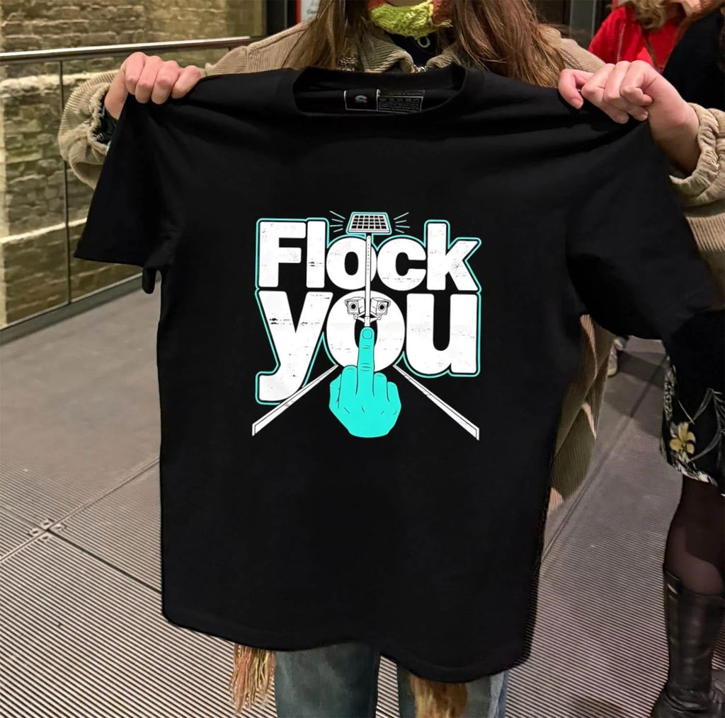 Flock You Solar Power Surveillance Camera Middle Finger shirt