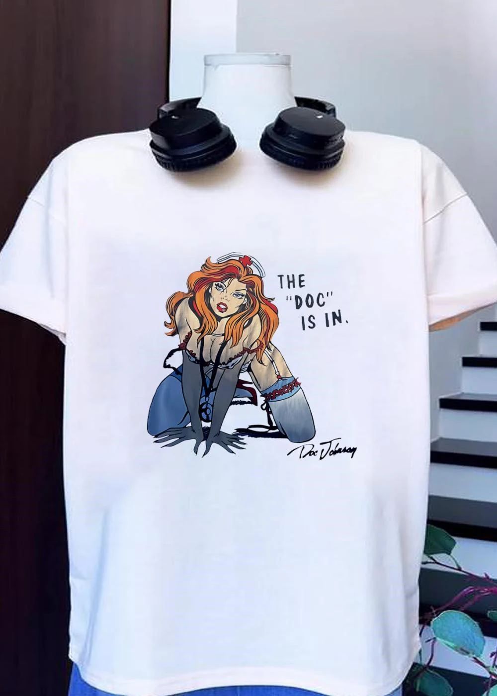 Doc Johnson Pin-up Nurse Redhead ‘the Doc Is in’ Shirt