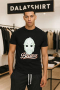 White Hockey Goal Keeper Mask Believe Sports shirt