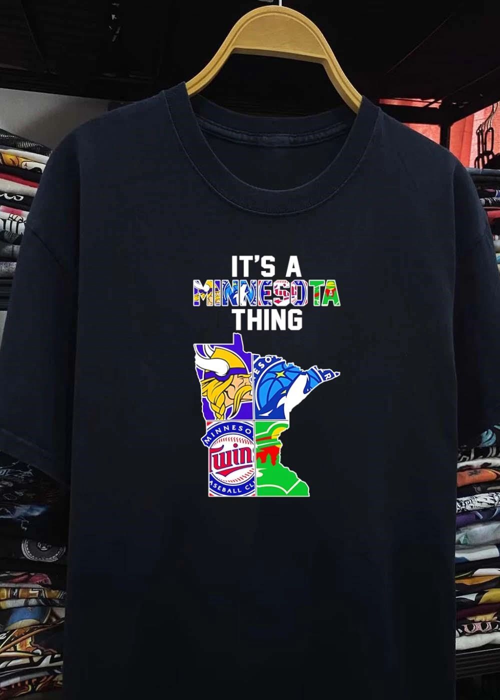 It’s A Minnesota Thing Minnesota Vikings Timberwolves Twins Wild State Map T-Shirt