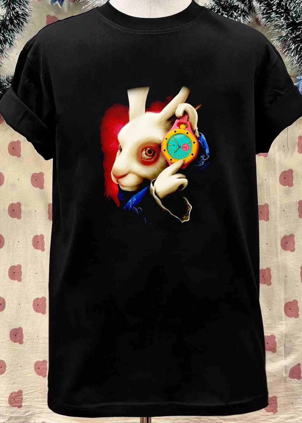 Alice In Wonderland White Rabbit With Colorful Pocket Watch T-Shirt