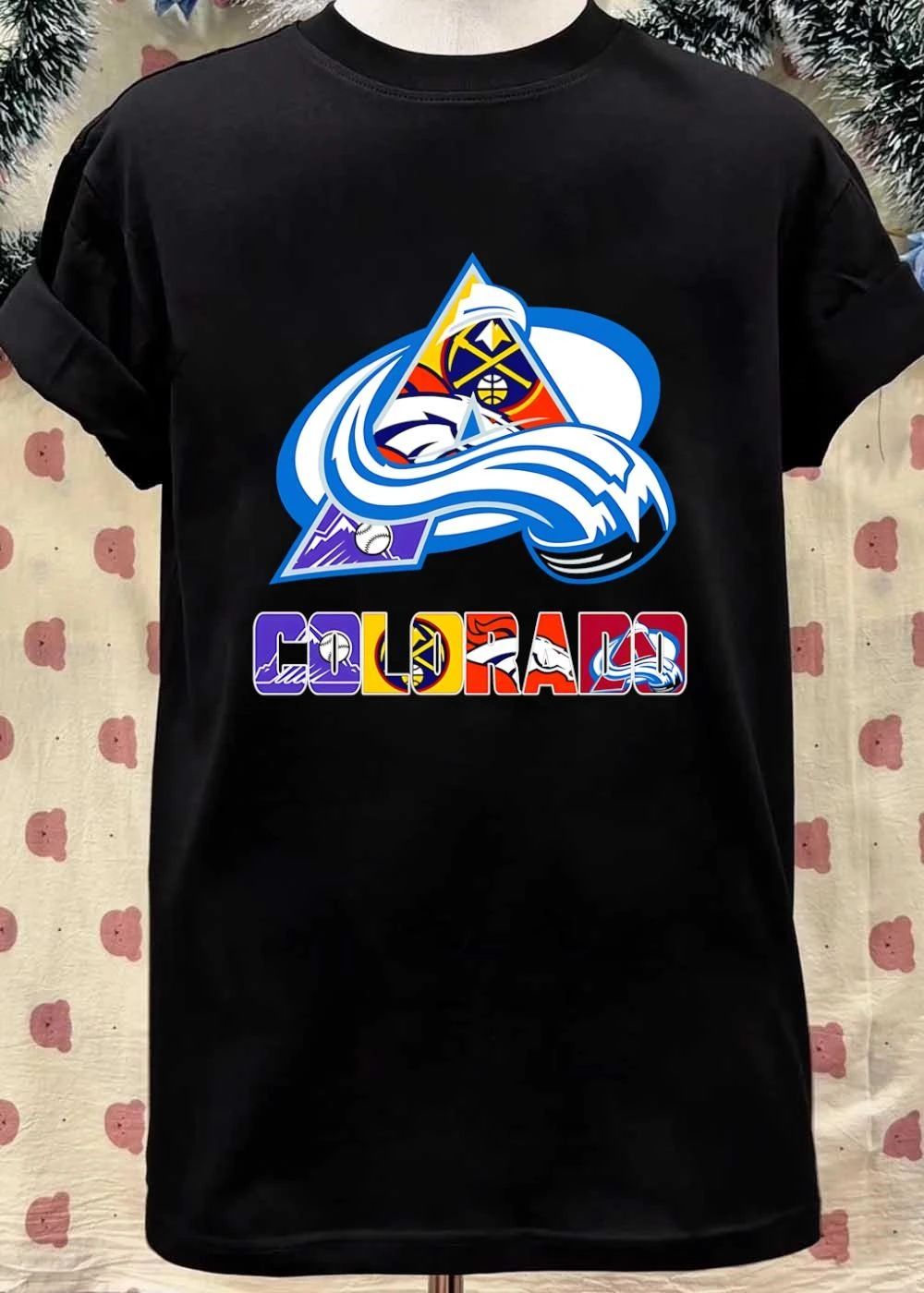 Colorado Avalanche Nuggets Broncos Rockies Logo And Wordmark T-Shirt