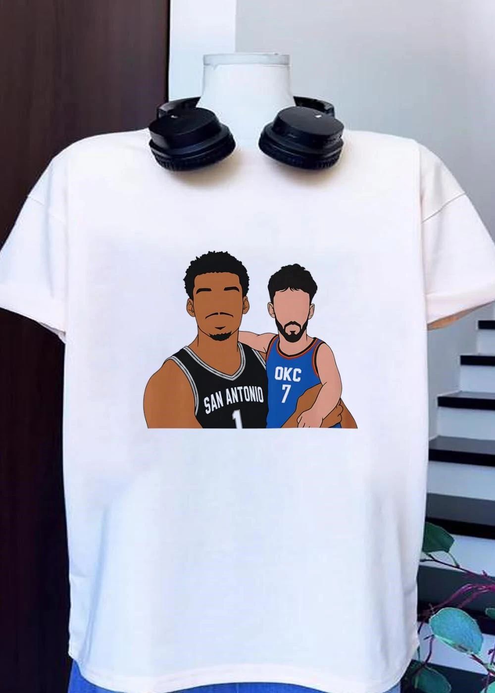 San Antonio 1 Victor Wembanyama OKC 7 Chet Holmgren Basketball shirt