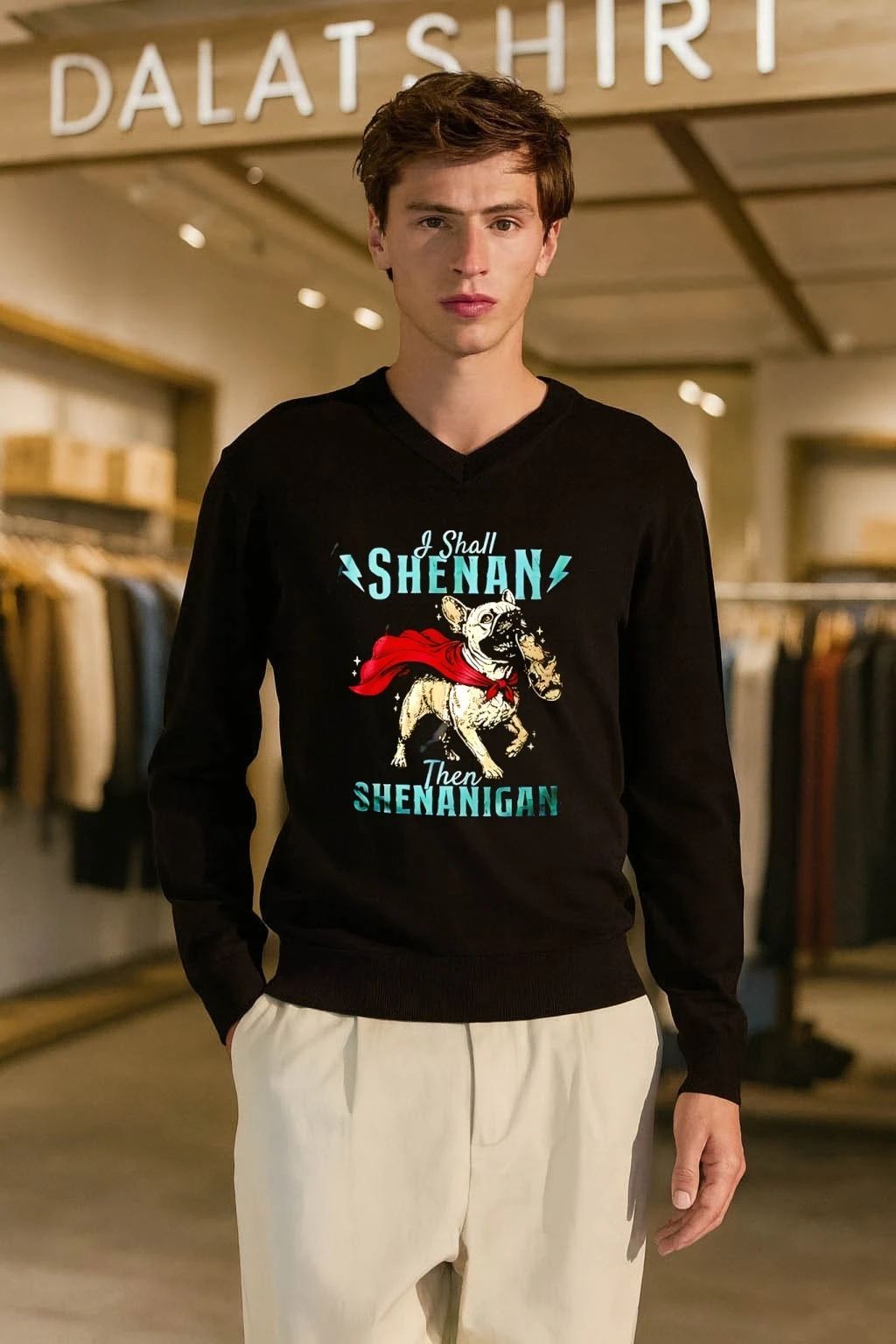 I Shall Shenan Then Shenanigan French Bulldog With Red Cape Superhero shirt
