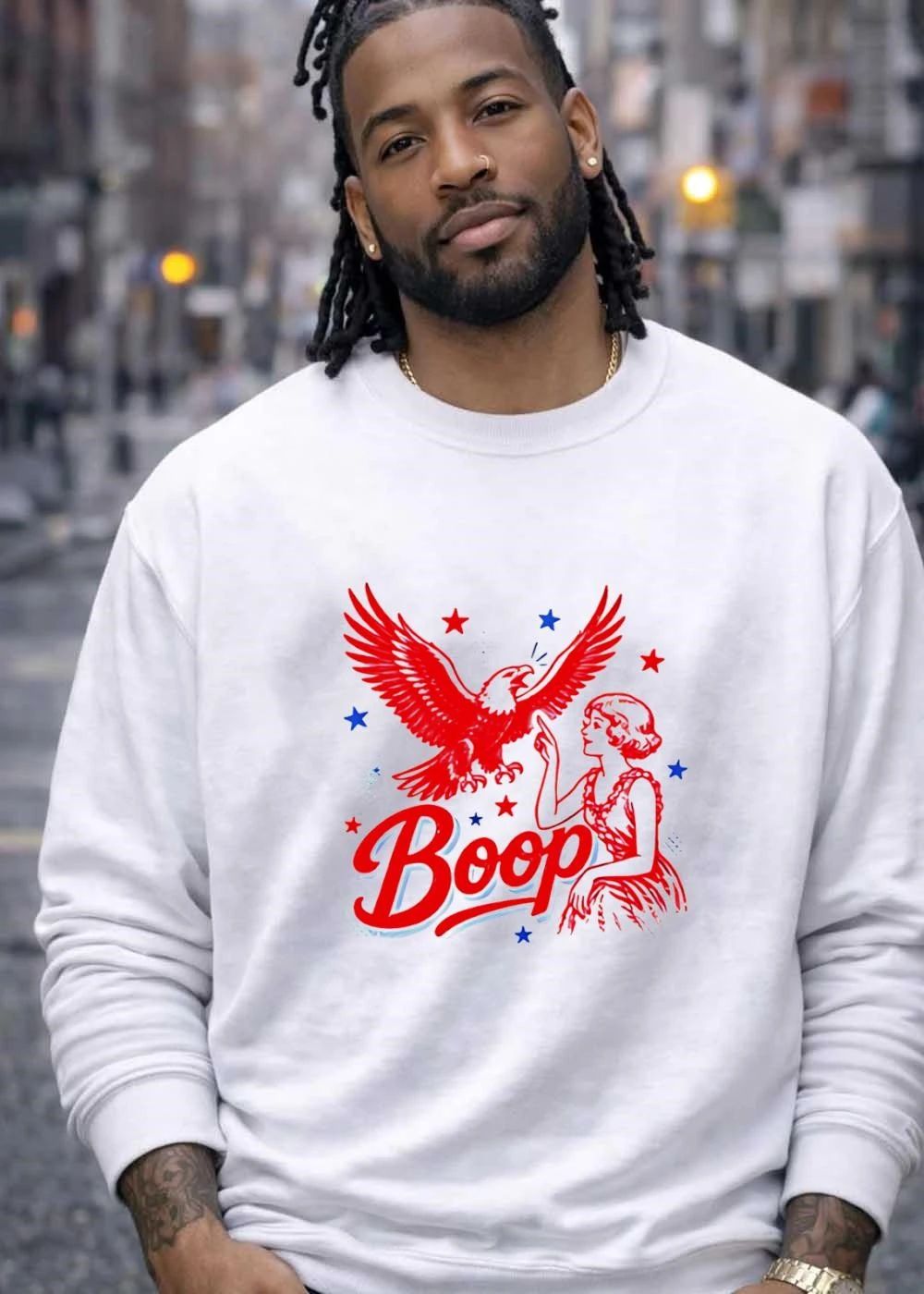 Boop Woman Eagle Retro Stars T-Shirt