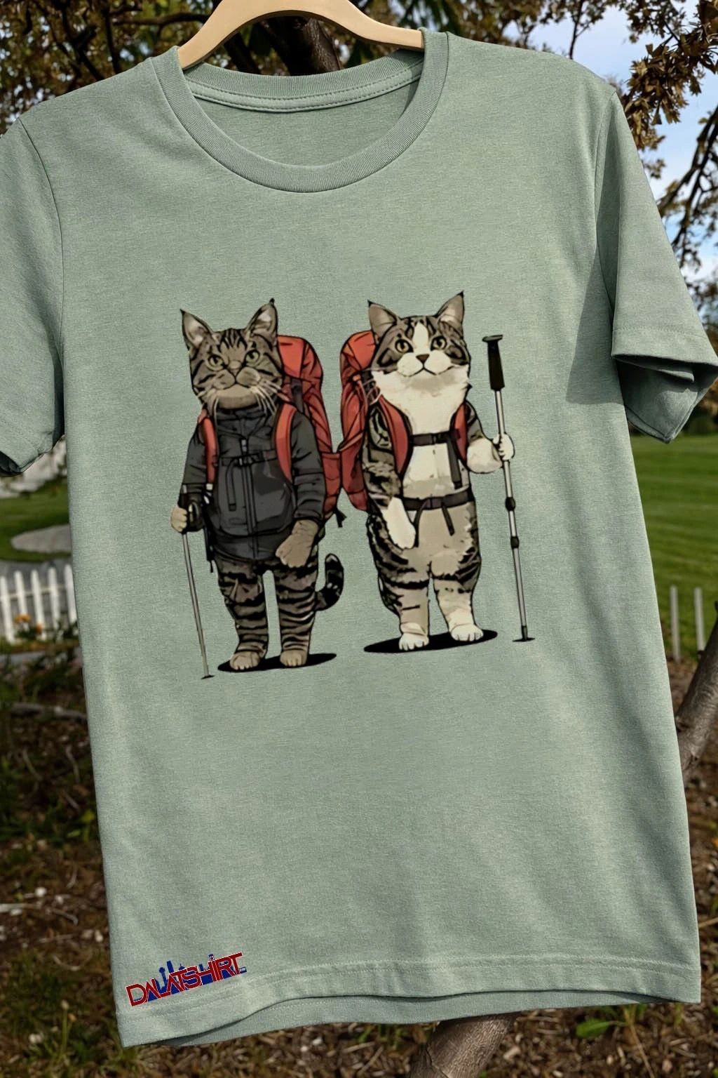 Hiking Cats Wearing Backpacks With Trekking Poles shirt
