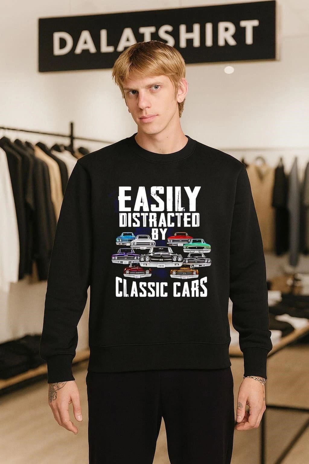 Easily distracted by cavale 1970 classic cars shirt